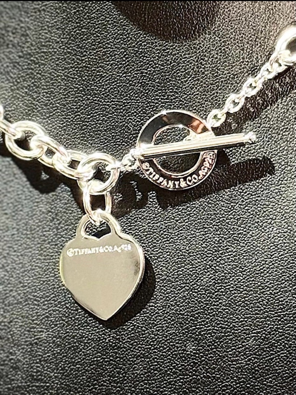 Silver Heart Charm Toggle Necklace - 18 Inches - Picture 6 of 6